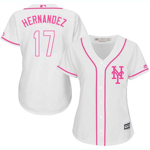 Mets #17 Keith Hernandez White/Pink Fashion Women's Stitched MLB Jersey